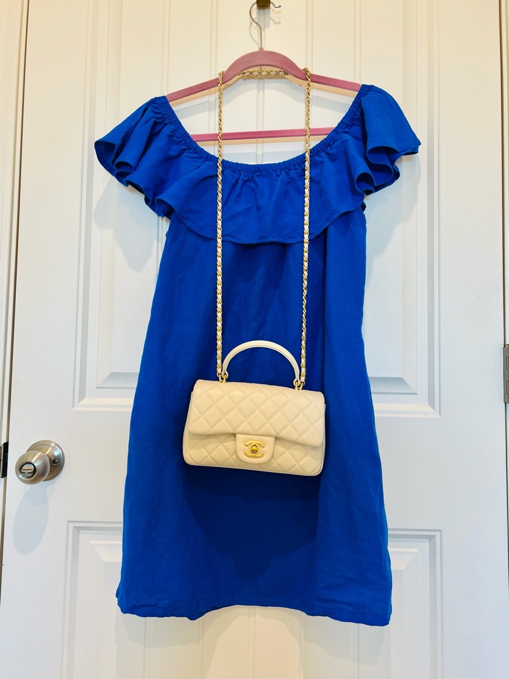 Tommy Bahama Royal Blue Off-Shoulder Linen Dress with pockets! - Picture 4 of 12